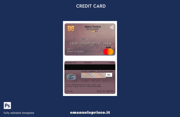 modello mastercard della Banca Centrale dell'Ecuador in stile verificato